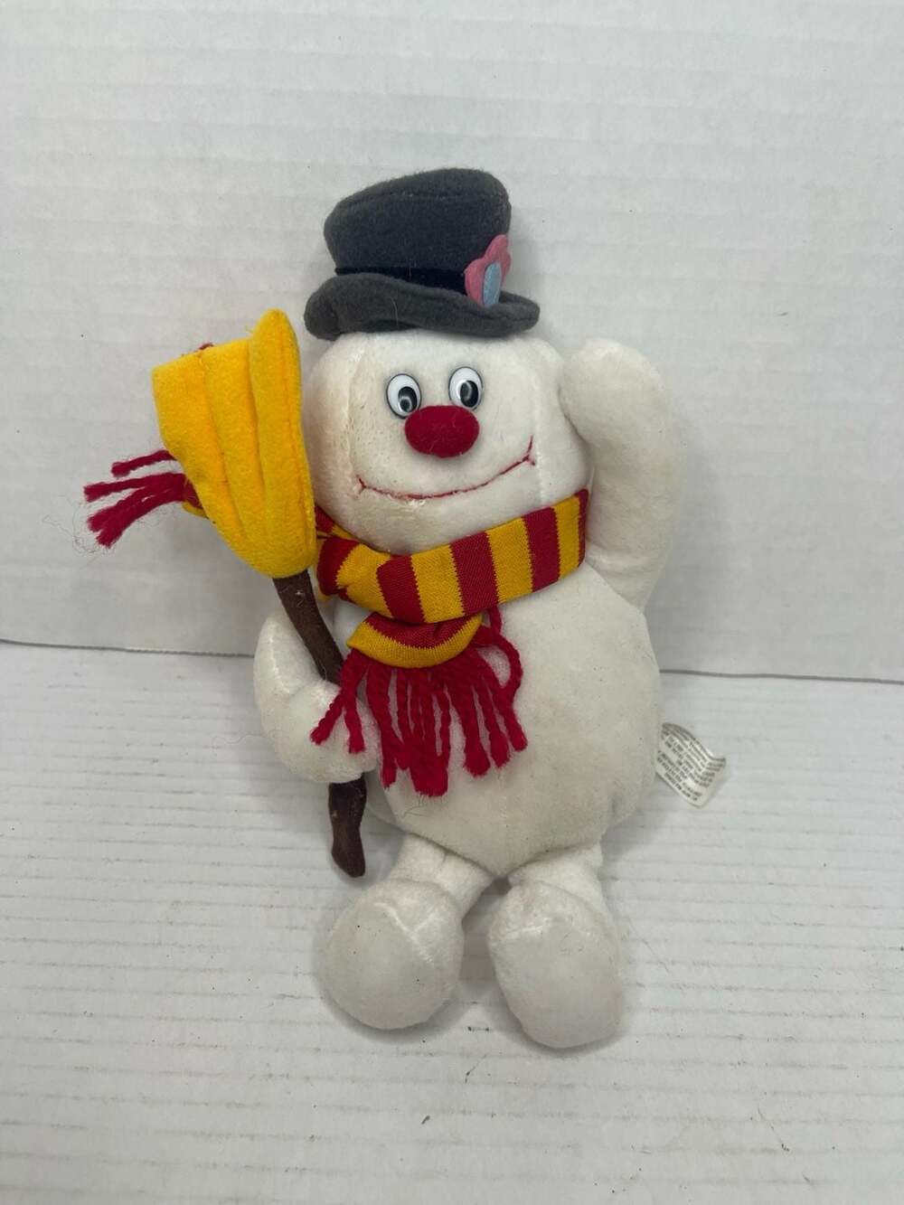 Vintage 1999 Stuffins CVS Frosty the Snowman Plush Ornament with Broom and Scarf